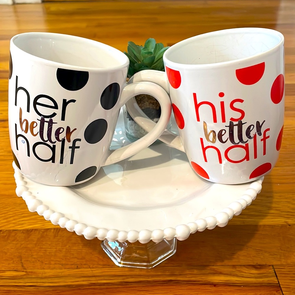 American Atelier His & Her Better Half Set of Coffee Mugs Great Valentines Gift